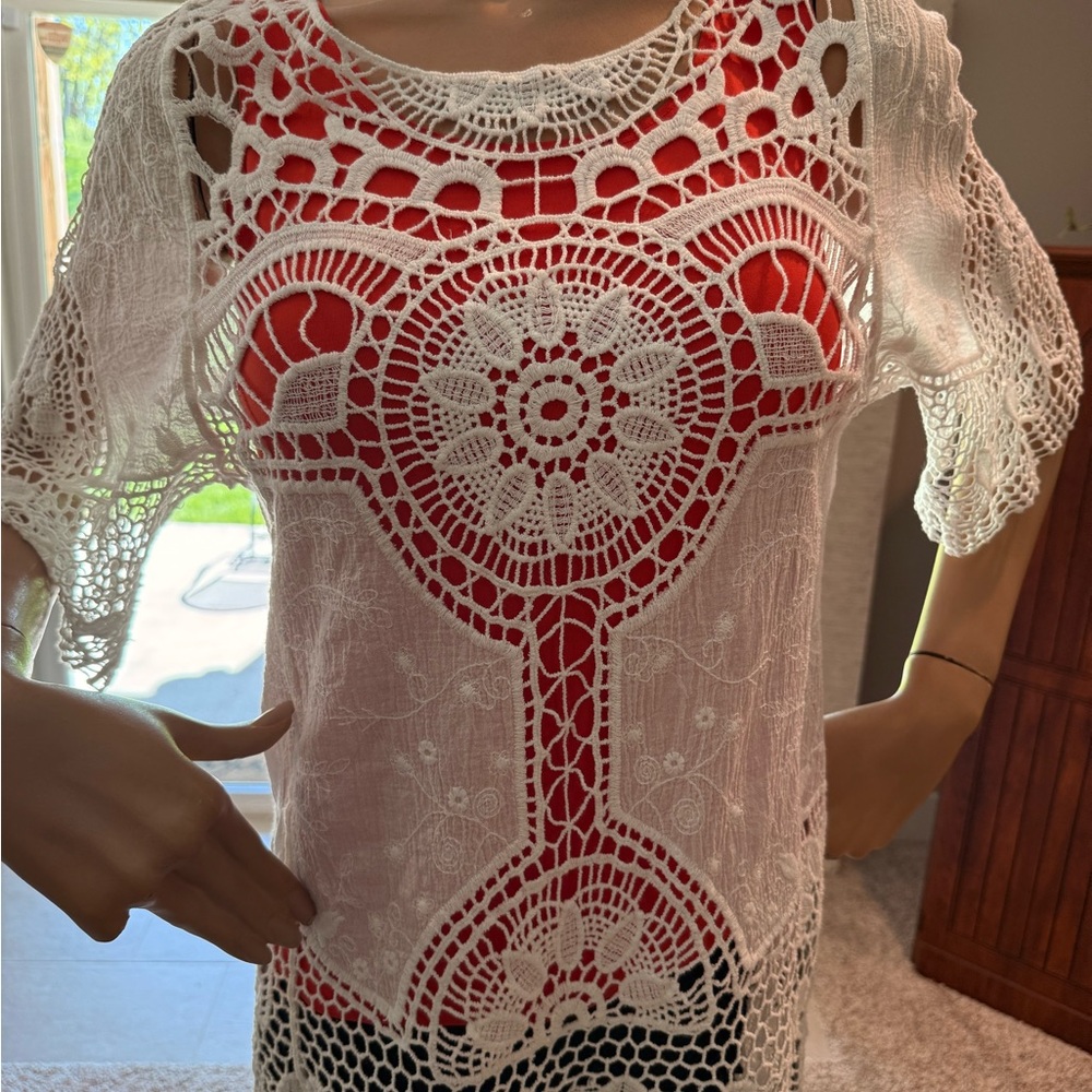 Elegant White Crochet Lace Top